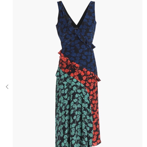 SALONI Dresses & Skirts - Floral-print Ruffle-trimmed Silk Crepe De Chine Dress from SALONI